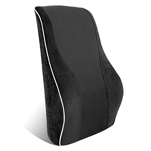 HOMFY Coussin Lombaire Oreiller Ergonomique en Mousse à mémoire de Forme Coussin Dorsal pour la Maison, la Voiture et Le Bureau, Noir
