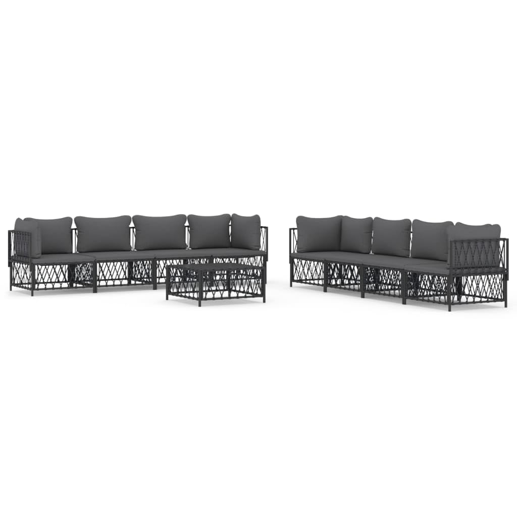 KCCKOM Garden Furniture Set 9 Piece Patio Lounge Set with Cushions Anthracite Steel