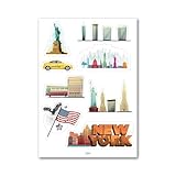 Planche A4 de stickers étiquette New York autocollant adhésif – G06