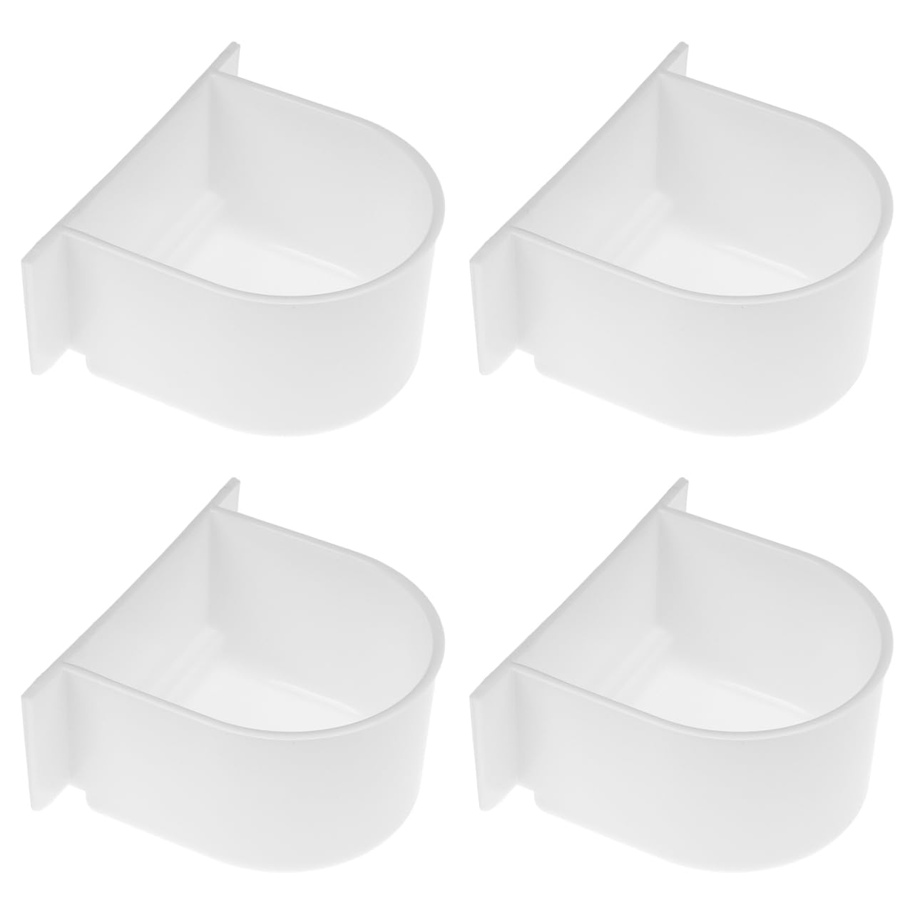 4Pcs Bird Feeding Bowl for Cage, Portable Plastic White Wear Resistant