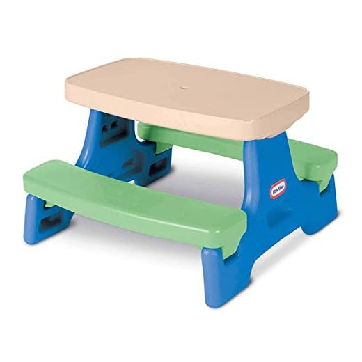 Little Tikes Easy Store Jr. Kid Picnic Play Table With Umbrella - Toddler Backyard Bench Good for Indoor, Garden, Beach, & Playground - Portable & Lightweight Easy to Install Spacesaver Chair Playset