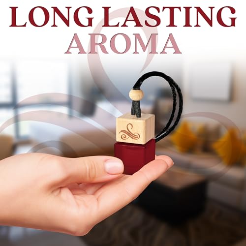 Image of Luxury Amber Saffron Car Perfume | Long Lasting Hanging Air Freshener Diffuser | Odor Neutralising Fragrance Oil Scent | Premium Car Accessories Interior | Elegant Automotive Fragrance Oil Refresher