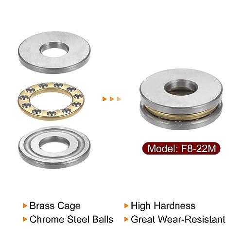 Harfington HTA230724HH000980 4Pcs F8-22M Miniature Thrust Ball Bearings 8Mm Bore 22Mm Od 7Mm Thick Chrome Steel thumb #3