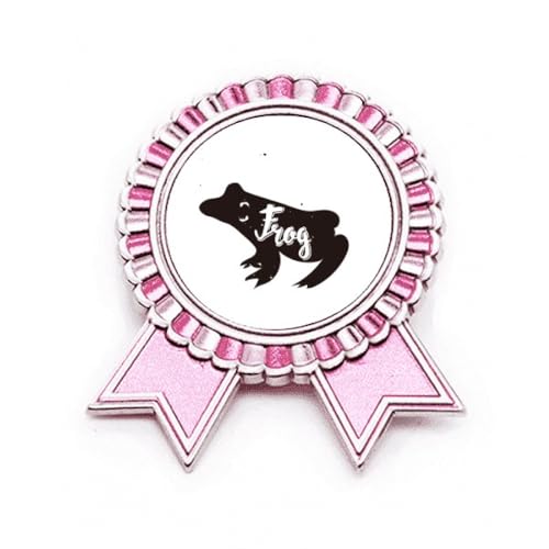 Broche grenouille noire et blanche en métal rose M fixation sécurisée