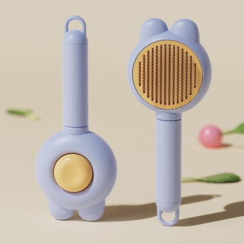 Image of Premium Universal Pet Grooming Brush with Stainless Steel Pins Ideal for All Breeds Long Short Haired Cat and Dog,Ergonomic All-in-One Reduces Tanglesand PromotesHealthy Coat with Gentle (Blue)