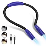 LUXJET Rechargeable LED Neck Reading Light, Blue and Black, USB-C Charging, 3 Light Modes, Flexible Hands-Free Book Light