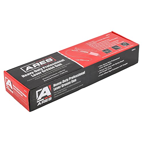 Image of ARES 53013 - Professional Lever Action Grease Gun - 400cc Bulk and 14 Ounce Cartridge Loading - 4500 PSI Working Pressure Rating - 18-Inch Flex Hose and 6-Inch Offset Extension