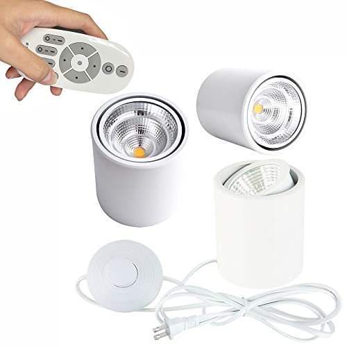 SKIVTGLAMP Accent Uplight 7W COB LED Stepless Dimming with Timer Remote Control Spotlight Light with Foot Pedal Switch Cord Flexibly Rotatable Extra Light Rotating Decorative for Background Wall 3PC