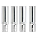 Juego de 4 llaves de vaso de 1/4 pulgadas de profundidad de 10 mm, llaves hexagonales de acero al cromo vanadio, alto par de torsión y acabado chapado en cromo, para uso en herramientas manuales en