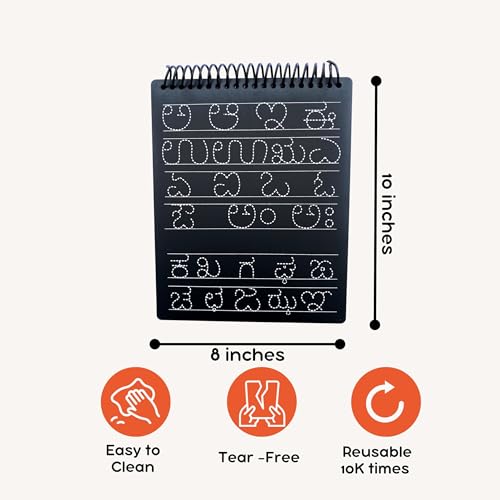 Image of Berrybee 8-in-1 Montessori-Inspired Pre-Writing Board | Tracing Board for Akshar, Vowels, Consonants & Patterns | Reusable Handwriting Practice for Kids Age 2-6 | Educational & Durable (Kannada)
