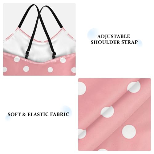KLL White Polka Dot Red Background Girls' 1 Piece Swim Suit Beach Swimwear Adjustable Shoulder Strap Quick Dry3