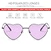 JOVAKIT Polarized Heart Sunglasses for Women Fashion Lovely Style Metal Frame UV400 Protection Lens (All Purple/Clear Purple)