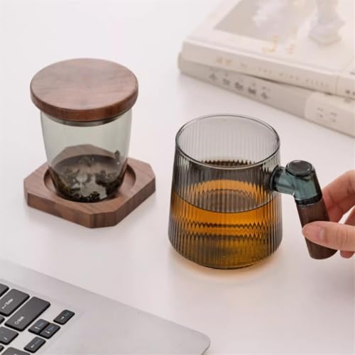 Taza de té vidrio gris con asa que no quema e infusor integrado limpio 7