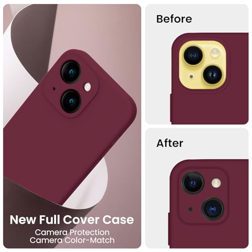 Image of FireNova Designed for iPhone 14 Case, Silicone Upgraded [Camera Protection] Phone Case, Soft Anti-Scratch Microfiber Lining Inside, 6.1 inch, Plum