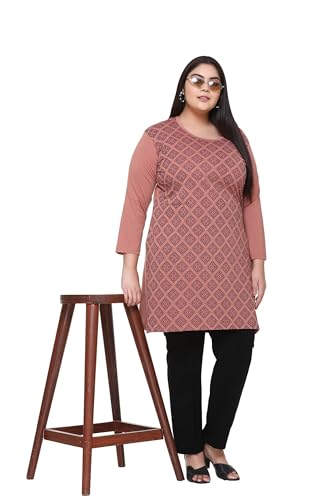 Image of In Love Women's Plus Size Printed Long Tops, Round Neck 3 /4 Sleeve Relaxed Fit Longline T-Shirt Tunic