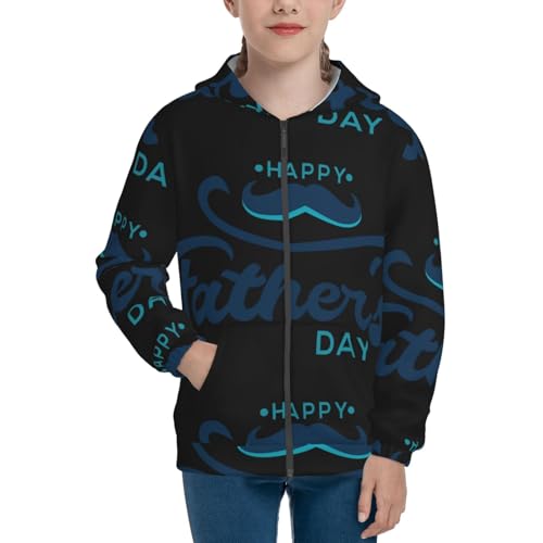 Happy Father's Day Kid Hoodies Boys Zip Up Sweatshirts Girls Pullover with Pocket3