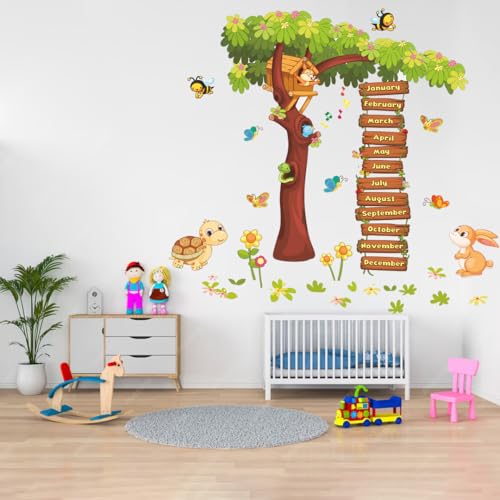 Image of StickMe Months of The Year Kids Learning Education Nursery Pre School Kinder Garden Wall Sticker (Multicolour, Vinyl, Self-Adhesive)