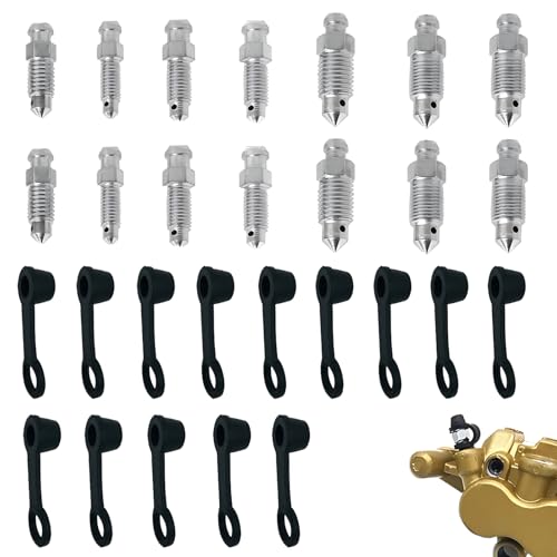 Vis de purge étrier de frein M6 M7 M8 M10 M12-14 vis de purge avec bouchons de protection - Système de freinage, qualité supérieure, pour motos et vélos,...