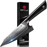 KIMROSE Damascus Utility Knife - 5 inch - 67 Layers 10Cr15CoMoV Alloy Steel - Black G10 Handle - Raz