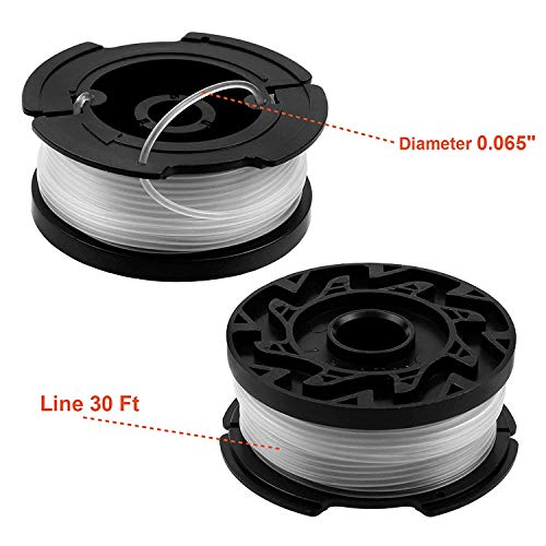 Image of THTEN AF-100 Trimmer Spool Compatible with Black+Decker GH600 GH900 LST201 | Compatible with Black Decker LSTE525 BESTA510 30ft 0.065 inch Refill Line AFS Weed Eater Edger with RC-100-P Spool Cap Covers 8PK
