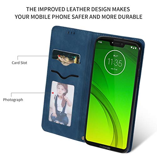 Coque rigide Moto G7 Power en cuir bleu contre les chocs - 2