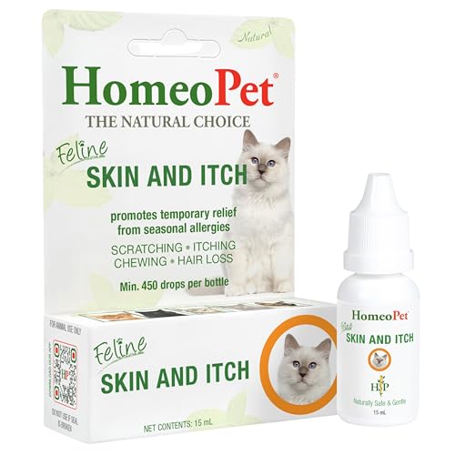 HomeoPet Feline Skin and Itch, Safe and Natural Cat Supplement for Itchy Skin, Skin and Itch Relief...