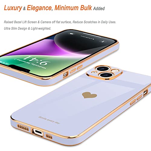Teageo for iPhone 14 Case Cute Heart Pattern for Women Girls Slim Luxury Bling Plating Soft TPU Anti-Scratch Shockproof Bumper Phone Case for iPhone 14 - Image 4