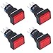 Boutons poussoirs légers, interrupteur à bouton poussoir carré ABS + laiton ignifuge 12 V 25 pièces pour boîte de distribution(rouge)