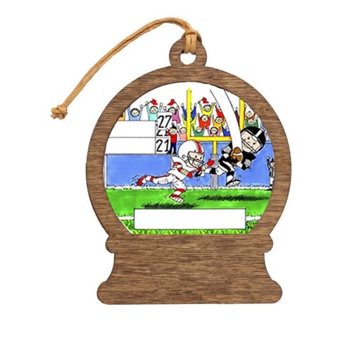 PrintedPerfection.com Personalized Football Player Wooden Snow Globe Shaped Christmas Ornament