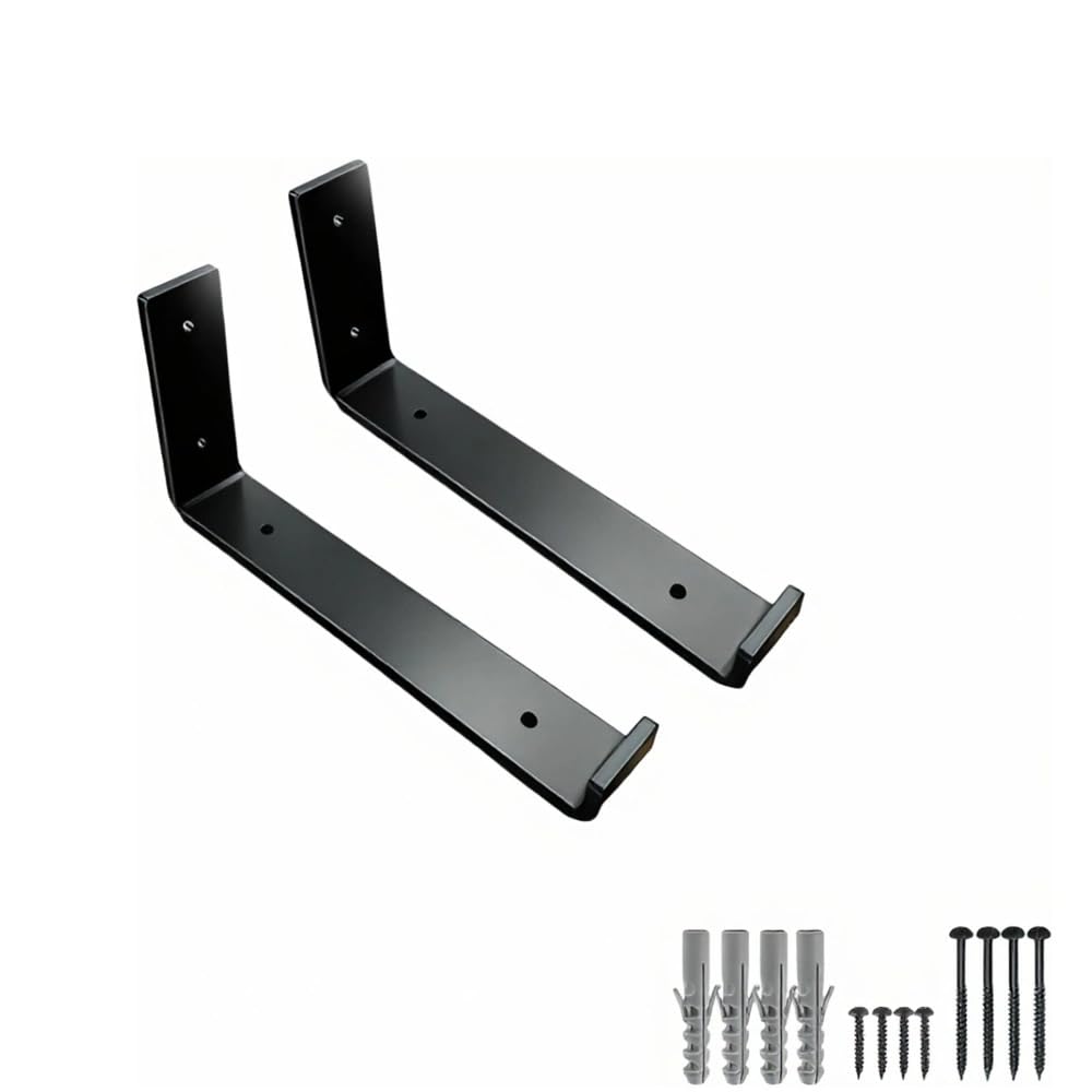 Crozgan 2Pcs Heavy Duty Shelf Brackets,Black Shelf Bracket for Scaffold Board Shelving 225mm Black Steel Industrial Shelves Support for Floating Bookshelves and Storage Shelves