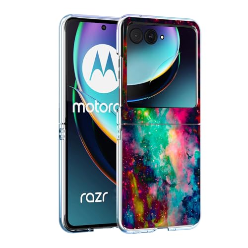 Bcov Case for Motorola Razr 2024,Colorful Universe Sky Anti-Scratch Solid Hard case Protective Shookproof Phone Cover for Motorola Razr 2024/Razr Gen 4