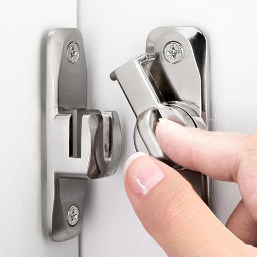 ZiYuya Serratura per porta scorrevole a 90/180 gradi, in lega di zinco, fibbia ad angolo retto, serratura per privacy, serratura scorrevole e chiavistello, serratura a camme, serratura per armadi