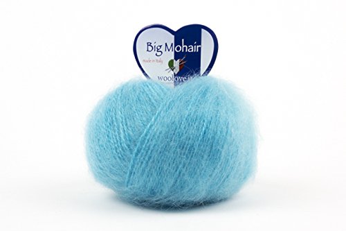 Woolove - Big Mohair - pelote de laine mixte idéale pour bébés et enfants fibre sensible aux différentes températures pour aiguilles/ crochets : 5.00/6.00 - 25 gr -Turquoise 8