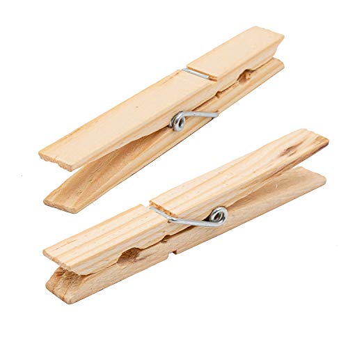 ESFUN 100 Pack 4 inch Large Wooden Clothespins Bulk Clothes Pegs Clips for Crafts Laundry Arts Decor Storage