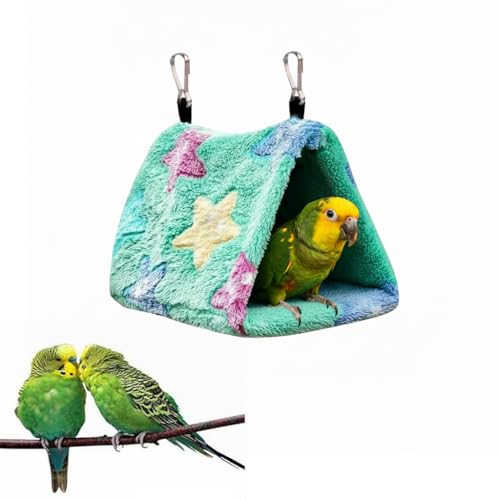 Image of Qpets Hanging Bird Hammock Bird House for Cage, Plush Bird Nest with Removable Liner for Lovebirds, Budgies, Cockatiels & Small Birds (17x12x13cm)