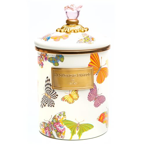MACKENZIE-CHILDS Enamel Canister Medium Wild Rose Brown | Hand-applied design made from enameled steel versatile kitchen storage container for flour and sugar 48-ounce capacity product thumbnail 12