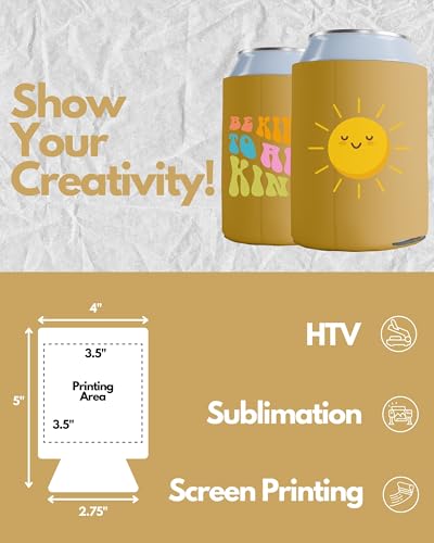 PartyPrints 200 Pack Gold Blank Can Cooler Sleeves, Customizable Bulk Sublimation Insulated Foam for Beer, Collapsible Plain Drink Holder, Cold Soda Insulator, 12oz Regular, 16oz Tall Cans - Thumbnail 2