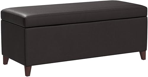 Miniatura 5 de Homebeez Moderno banco otomano de almacenamiento de mesa de centro de cuero sintético (marrón)