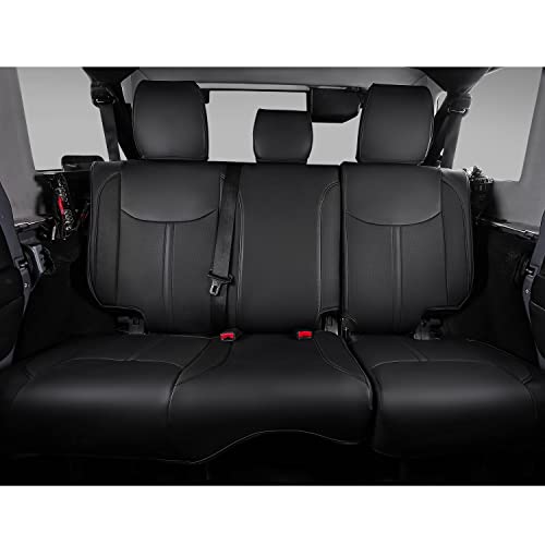 Ptyyds Fit Jeep Wrangler Jk Seat Covers 4 Door Front And Back Pu Leather Car Seat Covers Full Set For Jeep Jk 2013-2017 Accessories(Jeep Wrangler Jk 4 Door, Black) #TOP1