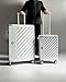 100% Polycarbonate Zipperless Suitcase Set, Small Carry On + Large Check in Luggage, Double TSA Locks, Hardside 4 Spinner Wheels, Aluminium Handle, Flight Case for Travel in Cloud White
