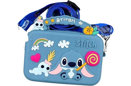 Cartoon Stitch Crossbody bag with Adjustable Shoulder Strap, Handbag with Zipper, Badge Wallet with Lanyard, Wallet Purse Shoulder Bag Coin Pouch Accessories Money Bag for Girls