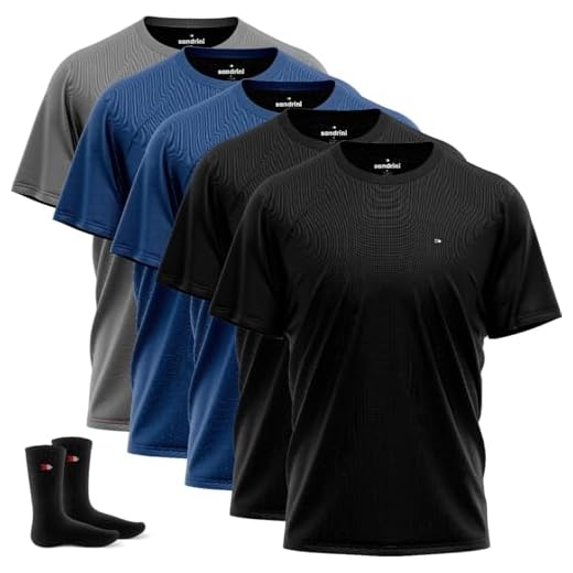 Kit 5 Camisas Dry-fit Sandrini Masculinas para Academia, Treino, Proteção UV + 2 Meias (BR, Alfa, P, Regular, Sortidos)