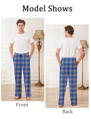 Mens 3 pack Plaid Pajama Pants Soft Lightweight Lounge Pant Sets with Pockets S-XL4