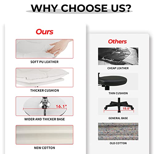 Klasika Modern Pu Faux Leather Bar Stools Swivel 360° Adjustable Barstools With Footrest And Backrest Suitable For Bars Counters Galleries Studios Barstools Bar Height Set Of 2 White #TOP3