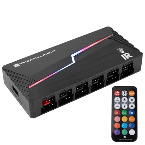 Thermalright ARGB and Fan HUB X12 IR Black Hub Controller Support 12 Groups of CPU Fans,3Pin PC ARGB...