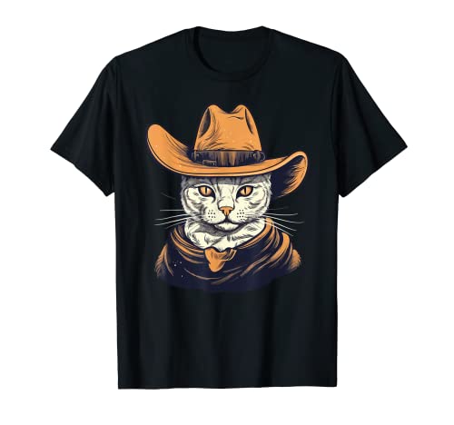 Funny Cat Cowboy Cowgirl Miaou Howdy Meowdy T-Shirt