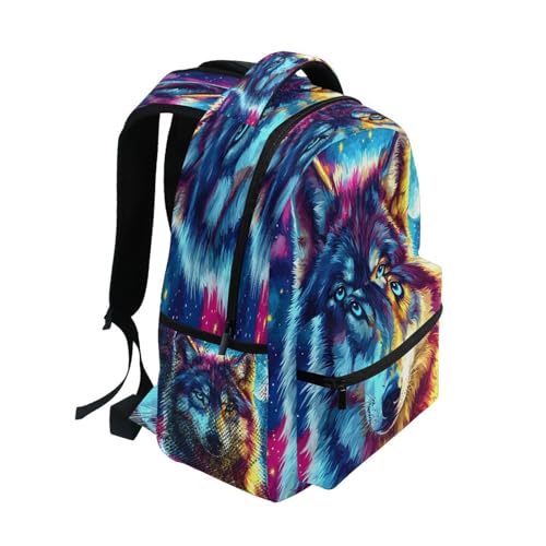Wolf Watercolor Moon Backpack for School Boys Girls Adults Kids Bookbag Laptop Bag 15L2