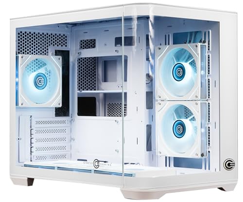 Image of Circle Lucid Curve MX Mid Tower Computer Case | Gaming Cabinet - White | Panoramic Curved Glass | Support M-ATX and ITX | Pre Installed 3X Bottom, 2X Side and 1X Rear 120MM Infinity Mirror ARGB Fans