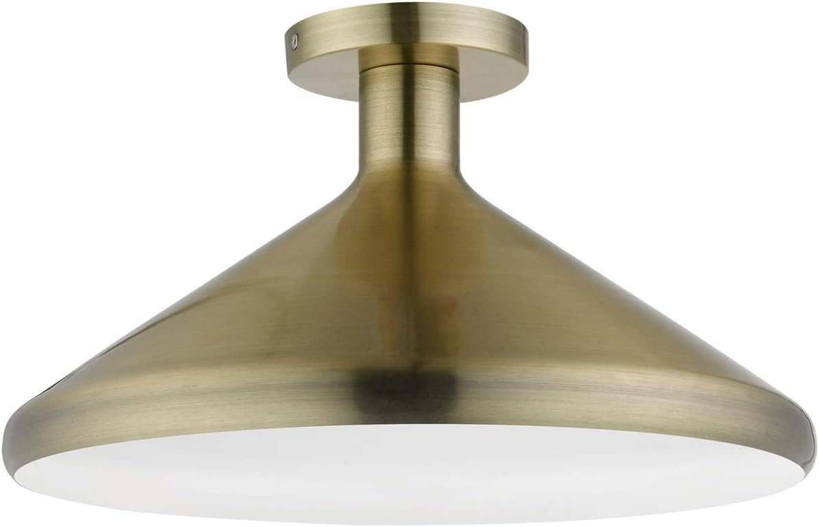 Livex Lighting, 40950-01, Geneva, Cone Semi-Flush, Antique Brass