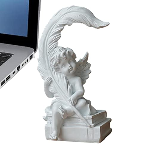 Generisch Statua d'angelo, statua, foglia d'angelo, statuette d'angelo, in resina bianca all'aperto, per statue di sonno da giardino con
